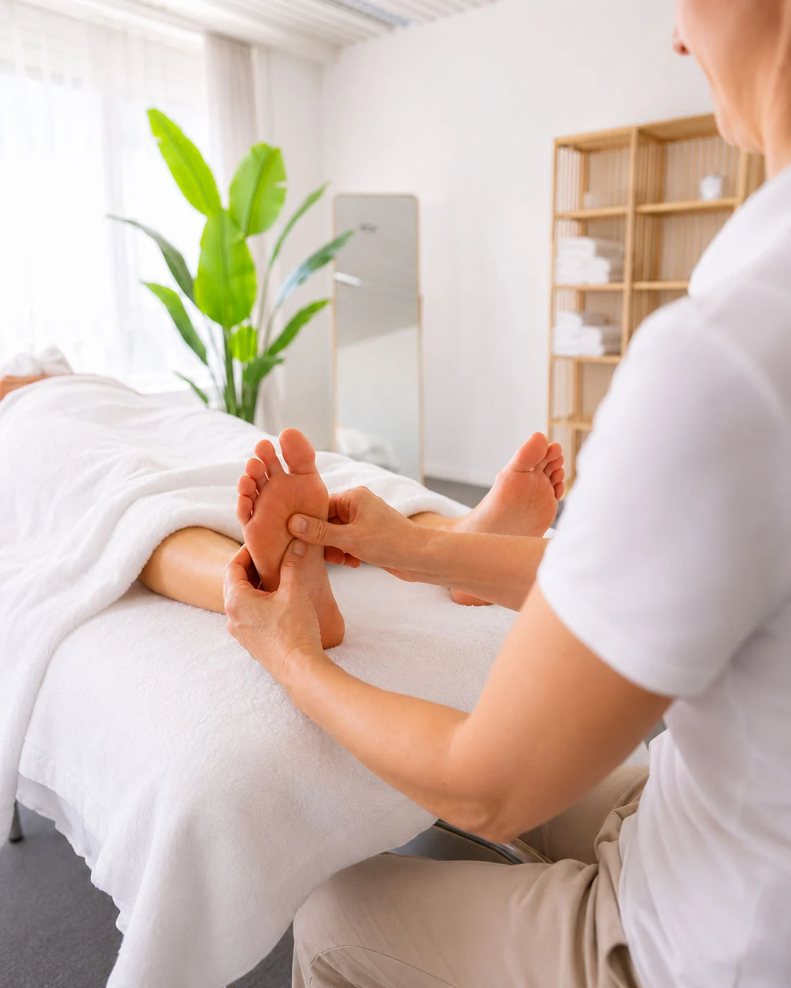 Arbeit an den Reflexzonen der Füsse in der Luzerner Praxis